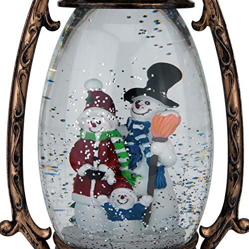 Evelyne GMT-10314 Snowman Family Christmas Snow Globe, LED Lighted Lantern, Battery Operated Swirling Glitter Water for Holiday Season Home Decor - Thumbnail 3