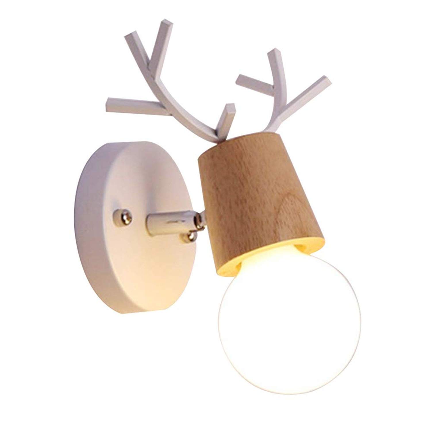 Hobaca® E27 Wall Lights Bedroom Lamps Kids Deer Horn Creative Christmas Decoration Wall Sconces Lighting for Home(White)