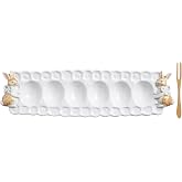 Mud Pie Easter Small Bunny Deviled Egg Tray and Fork Set