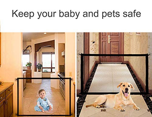 70.9"x28.3"Magic Gate for Dogs, Pet Gate,Magic Gate Portable Folding mesh gate Safe Guard Isolated Gauze Indoor and Outdoor Safety Gate Install Anywhere for Dogs - Thumbnail 4