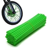 Bicycle Dirt Bike 72Pcs Wheel Rim Spoke Skins Wraps Set Universal for Yamaha Kawasaki Suzuki Honda KTM 8"-21" Rims Tubes Decor Protector Green