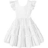 USKIDKK Toddler Girls Dress Ruffle Backless Sleeveless Kids Casual Party Dresses Summer Beach Sundress