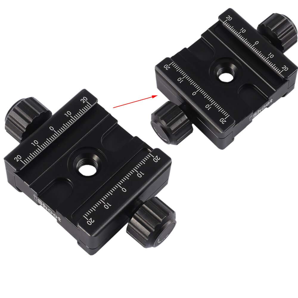 iShoot Metal Double-sided Clamp IS-SJZ50, Two-sided Quick Release Plate Clamp with 3/8' Screw Hole, Compatible with 39mm ARCA-SWISS Fit Camera Quick Release Plate