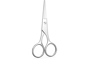 Small Scissors, Eyebrow Scissors, Nose Hair Scissors, Professional Grooming Scissors for Hair, Eyelashes, Nose, Eyebrow Trimming, Mustache. Round Tip Design. -AsonTao (Small scissors -Round design)