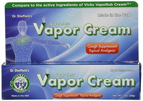 Dr. Sheffield's Greaseless Vapor Cream Cough Suppressant Topical Analgesic 2 PACK