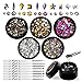 Nail Art Rhinestones Set with Glue and Tools, Mixed Flatback Crystal Rhinestones with 5 Colors (100 Pcs Colorful Crystals + Multiple Round Rhinestones), 8ml Adhesive Resin Gel and 3Pcs Brush