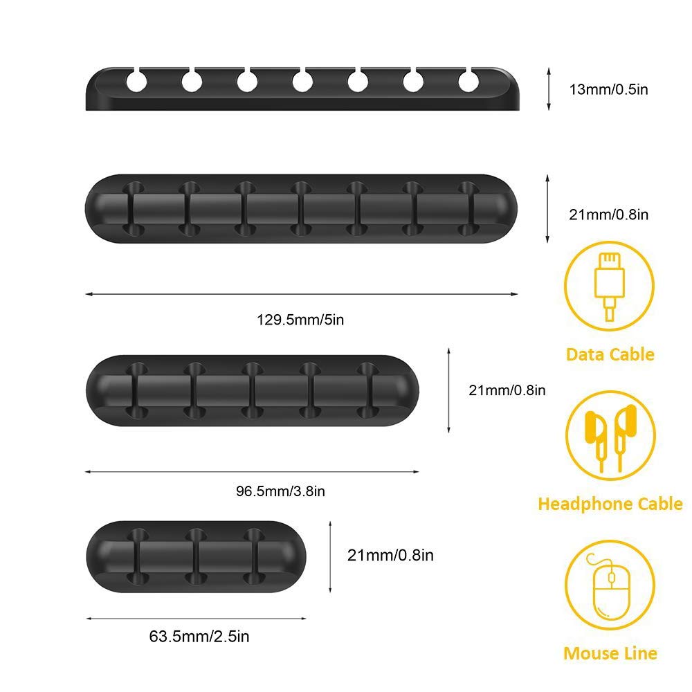 Cable Clips, Cable Management Clips, 3 Pack Silicone Adhesive Wire Cable Holder, Cable Cord