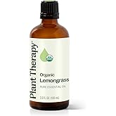 Plant Therapy Organic Lemongrass Essential Oil 100 mL (3.3 oz), 100% Pure, USDA Certified Organic, Undiluted, Aromatherapy, Deodorizing, and Immune Support