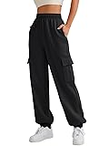 AUTOMET Womens Cargo Sweatpants Cinch Bottom Lounge