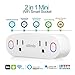 WiFi Smart Plug Socket Works with Alexa Echo/Google Home/IFTTT, Slitinto Dual Mini Smart Outlets with Remote Control Individually, Energy Monitoring and Timer, No Hub Required, ETL Listed-2 Pack
