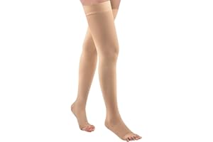 Athbavib Thigh High 20-32 mmHg Compression Stocking Toeless Compression Socks for women & men circulation with Silicone Dot Band