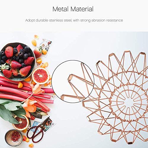 Powstro Foldable Fruit Basket, Flexible Wire Basket Decorative Fruit Bowl with Unique Design and Anti Rust Stainless Steel, Modern Fruit Stand Storage Kitchen for Orange Banana Apple Grapes