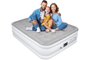 Kalff Air Mattress with Built in Pump, Queen Size Inflatable Mattress for Camping, Guests & Home, 18" Raised Comfort Blow up Mattress, Comfortable, Portable & Waterproof Air Bed 80x60x18in,660lb MAX