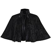 Heodols Medieval Shawl Women Renaissance Velvet Cape Wraps Costume Lace Gothic Lolita Cloak for Party