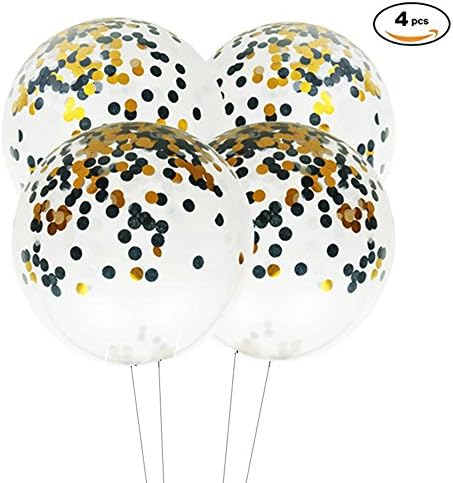 36 inch Giant Black and White Confetti Balloons Baby Shower Birthday Party Decorations, 4pc