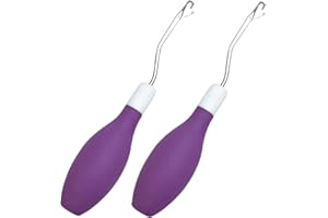 DKJEkdje 2 Pcs Latch Hook Tool, Silicone Handle Bent Tool 6.7 Inches Latch Hook Crochet Needle for Crochet Rug Carpet Crafts