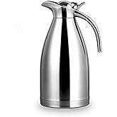 Bonnoces 68 Oz Stainless Steel Thermal Carafe - Double Walled Vacuum Insualted Thermos/Carafe with Lid - Coffee/Tea Carafe Heat & Cold Retention - 2 Liter