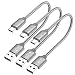 USB C Cable Short, [0.8ft 3 Pack] USB Type C Cable Braided Fast Charge Cord Compatible Samsung Galaxy Note 9 8,S10 S9 S8 Plus, LG V35 V30 G7,Pixel 3 XL,HTC 11 12,Power Bank and Portable Charger(Grey)