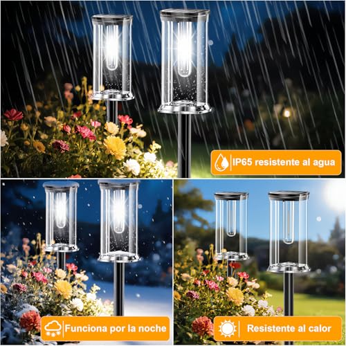 SOLARBABY Pack of 12 LED Solar Lights Outdoor Garden, IP65 Outdoor Solar Lights with Twilight Sensor and Auto Ignition, Solar Lighting for Path, Garden, Terrace and Sidewalk, Cold White Light