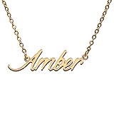 Amber Name Tag Necklaces for Her His Friends