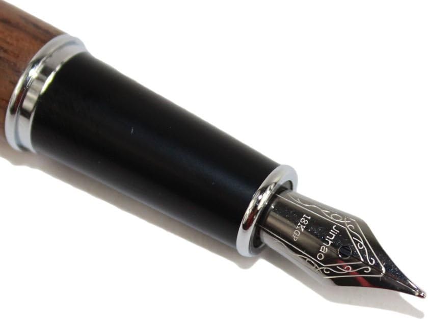 Gullor Noble Jinhao 8802 Brown wood M nib fountain pen with black cap, Brown and Black - Image 5