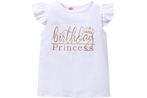 Toddler Kids Baby Girls Outfits Birthday tee Outfit Princess Ruffle Vest Sleeveless T-Shirts Infant Top