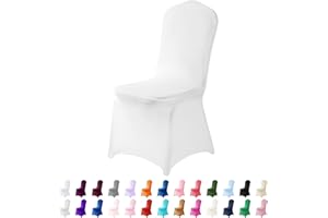 AlGaiety Chair Cover, 12PCS, Durable, Removable, Spandex & Polyester, Solid, White, Furniture Cover for Chair, Great Protection for Living Room, Wedding, Hotel, Restaurant
