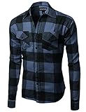 Youstar Men's Flannel Plaid Checkerd Long Sleeve TShirts