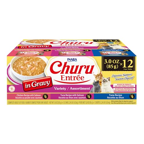 INABA Churu Entrée in Gravy for Cats, High Moisture, Prebiotic Wet Cat Food, 3o…