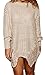 Dellytop Women's Loose Ripped Knitted Pullover Irregular Sweater Dress