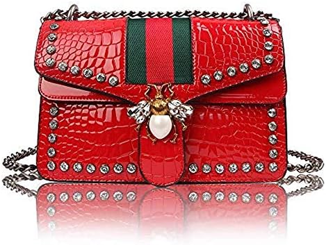 Cross Body Bags for Women Designer Purse Patent Leather Handbag Bee Shoulder Bag