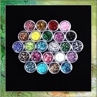 ReNext 24 Pcs Mixcolor Glitter Powder Dust Nail Art Tip Decoration