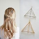 Minimalist Geometric Triangle Hair Clip, Dainty Hollow Metal Hairpin Clamps Accessories Barrettes Bobby Pin Ponytail Holder Statement (Gold and Silver)