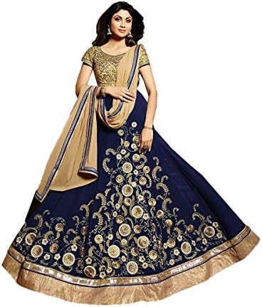 Sangrahan Indian Women Designer Party wear Blue Anarkali Salwar Kameez Fabz-311