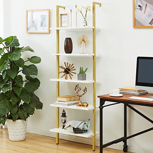 SUPERJARE Modern Ladder Shelf, 5Tier Open WallMounted Bookshelf with