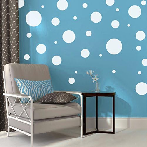 Assorted Vinyl Polka Dots circle wall decals vinyl stickers nursery decor (White/set of 32)