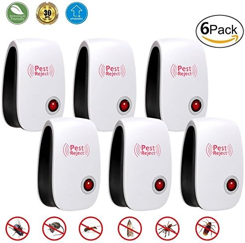 hotlinks Ultrasonic Pest Repeller, Electronic Plug in Pest Control, Pest Reject Repellent for Mosquitoes, Mice, Ants, Roaches, Spiders, Flies, Bugs, Insects and More, 6 Piece