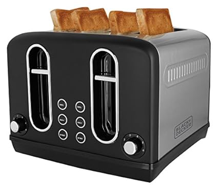 Black + Decker BXTO0401IN 2300-Watt 4 Slice Pop-up Toaster (Grey)