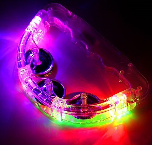 Cool Set of 12 Flashing Light Tambourine Children's Kid's Novelty Toy Noise Maker W/ 3 Light Patterns, Perfect for Party Favors, Goodie Bags (Colors May Vary) Fun with Lights - Thumbnail 5