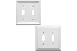 OKAWYC Double Toggle Light Switch Cover Adler Metal Wall Plate, 2-Pack White 2 Gang, Light Switch Cover Decorative Wallplate, Durable