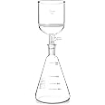 QWORK Borosilicate Glass 500ml Buchner Filtering Funnel and 1000 mL Erlenmeyer Flask, with Standard 24/40 Joint