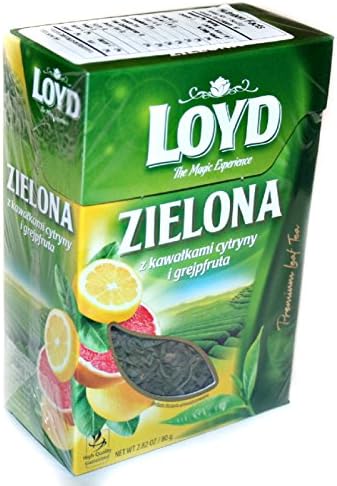 Loyd Green Leaf Tea with Lemon and Grapefruit Pieces and with Lemon Flavouting 2.82 oz