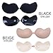 Women's Strapless Self Adhesive Silicone Invisible Push-up Bras Backless Sticky Bra Pack of 2 Beige Black Size B