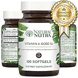 Vitamin A Retinol Dietary Supplement by Natural Nutra  10,000 IU, 100 Cod Liver Oil Softgels