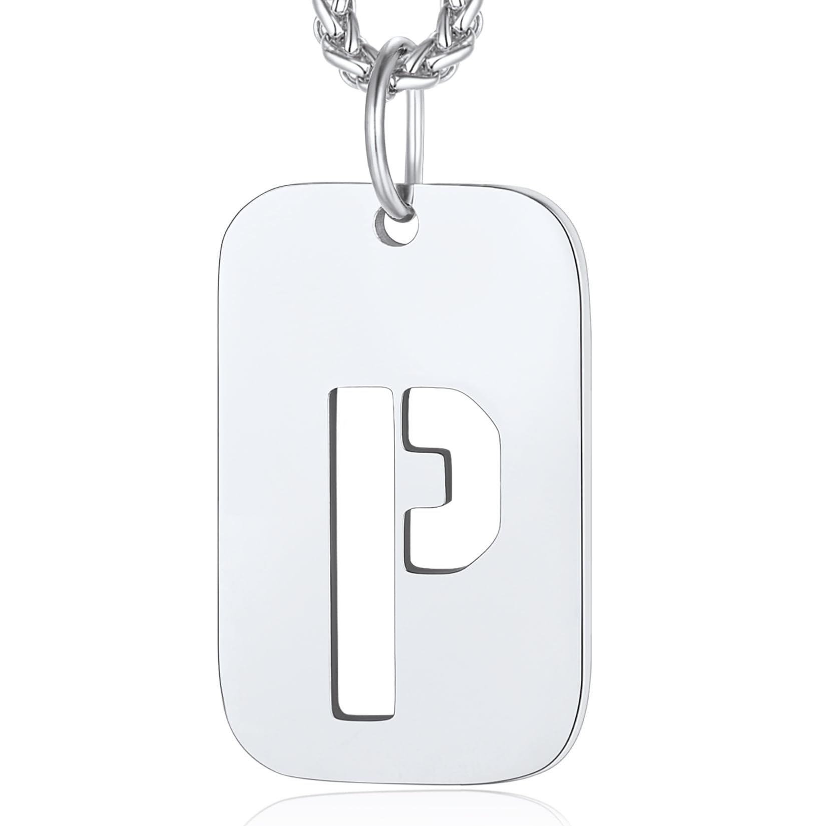 ChainsPro Initial Jewellery for Men Letter Pendant Stainless Steel Men Chain Dog Tags for Men P Necklace Gifts for Christmas