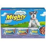 Purina Mighty Dog Gravy Wet Dog Food Variety Pack, Thick-Sliced Chicken, Beef & Tenderloin Tips - (2 Packs of 12) 5.5 oz. Cans