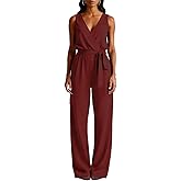 DeftSharp Women's Sexy Cocktail Party Clubwear Casual Working Rompers Club Back Zip Belt Long Jumpsuit