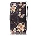 Urberry iPhone SE/5s/5 Wallet Case, 3D Wallet Stand Feature Flip Book Case for iPhone 5s/5/SE with a Free Screen Protector (Black flower)