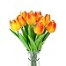 Decora 10Pcs/Bag High Quality PU Holland Mini Tulip Artificial Flower Real Touch for Wedding,Room,Home,Hotel,Party Decoration and Holiday (Yellow and Red)