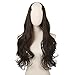 SARLA Dark Brown Curly Half Wig Clip in U Part Full Head Hairpiece for Women Long 26 Inch Heat Friendly Fiber